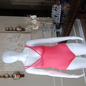 New Victoria's Secret Super Sexy Coral Pink Sheer Teddy  Size S